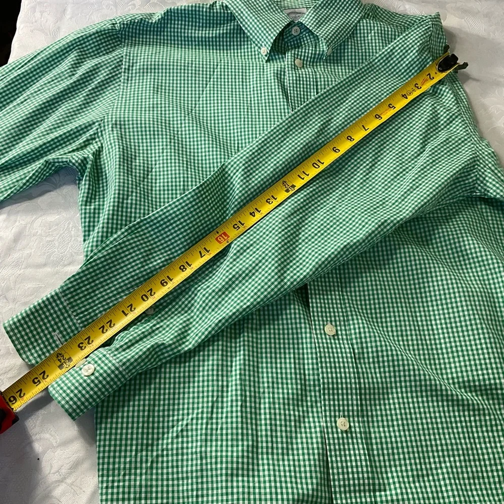 Brooks Brothers 1818 orig polo Regent Mens Size Large Shirt Green Check - Picture 6 of 9